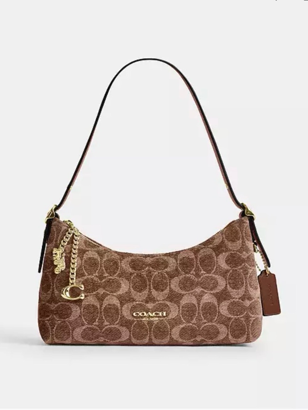 Coach Brown Emeilia Shoulder Bag with Gold Hardware